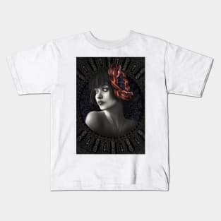 Red Poppy portrait girl digital art Kids T-Shirt